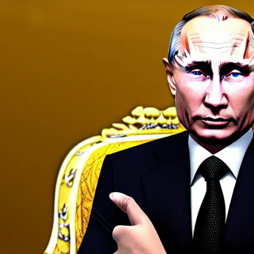 Image similar to Detailed image of Vladimir Putin with detailed face, in game style 8k, wearing only pants, bare torso, his body is old and ugly with sagging old skin,