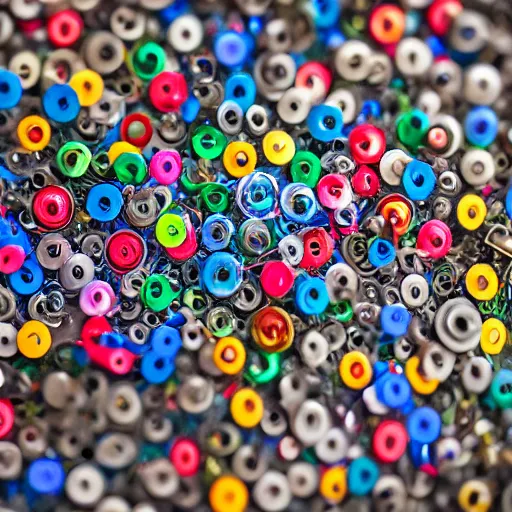dslr photo, various colored thumbtacks scattered Stable Diffusion