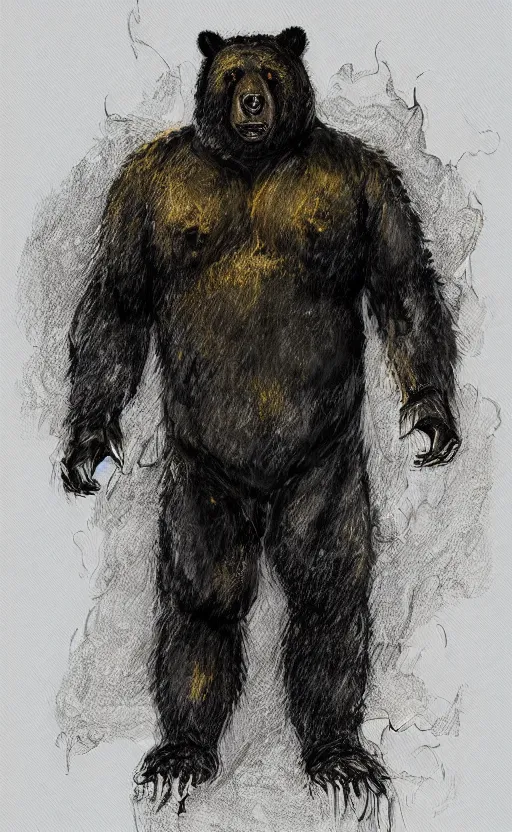 Prompt: portrait of full body bear beast-man wearing a hazmat suit, glowing eyes, digital art, concept art, highly detailed, sharp focus