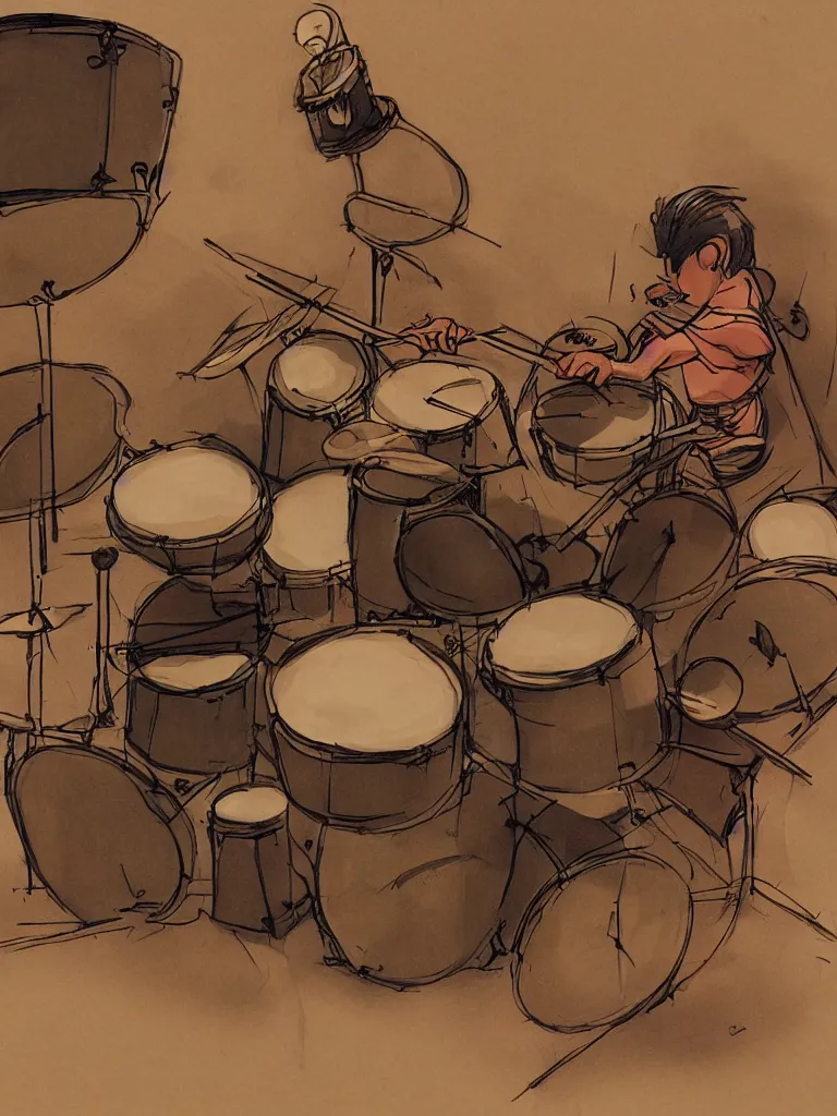 Prompt: playing the drums by disney concept artists, blunt borders, rule of thirds