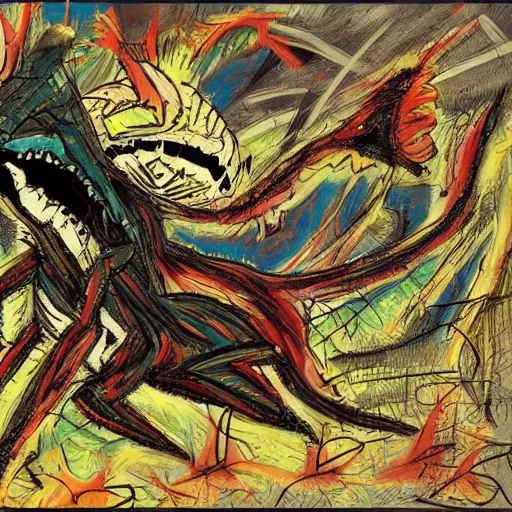 Image similar to demonic sandshrew concept art jackson pollock basquiat chris cold Vladimir Tretchikoff kitsch