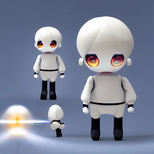 Prompt: cute fumo plush of a boy who builds robots, engineer, lens flare, vray