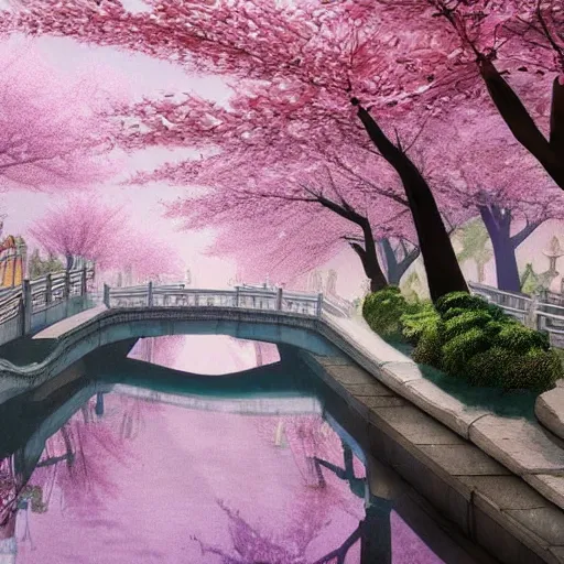 Prompt: chinese painting of shanghai full of sakura unreal engine ghibly, disney, pixar, dreamworks
