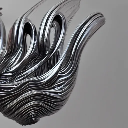 Image similar to 3 d liquid forms in metal abstract sculpture