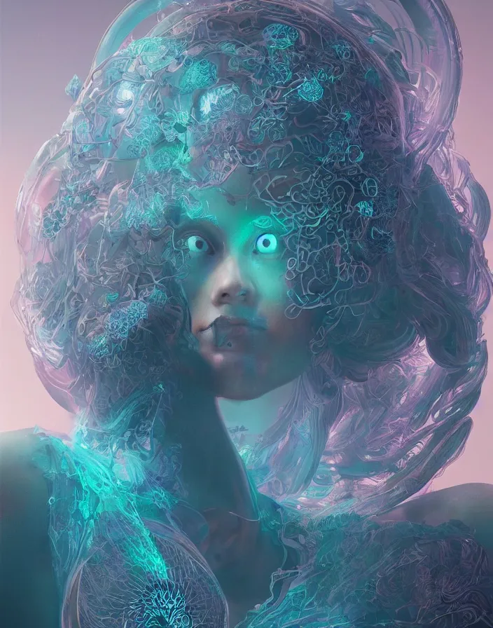 Image similar to goddess portrait. jellyfish phoenix head. intricate artwork by Tooth Wu and wlop and beeple. octane render, trending on artstation, greg rutkowski very coherent symmetrical artwork. cinematic, hyper realism, high detail, octane render, 8k