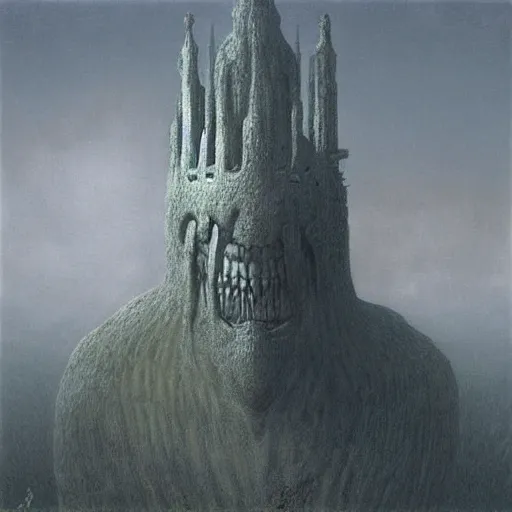 Prompt: instagram as a dark souls boss by zdzisław beksiński