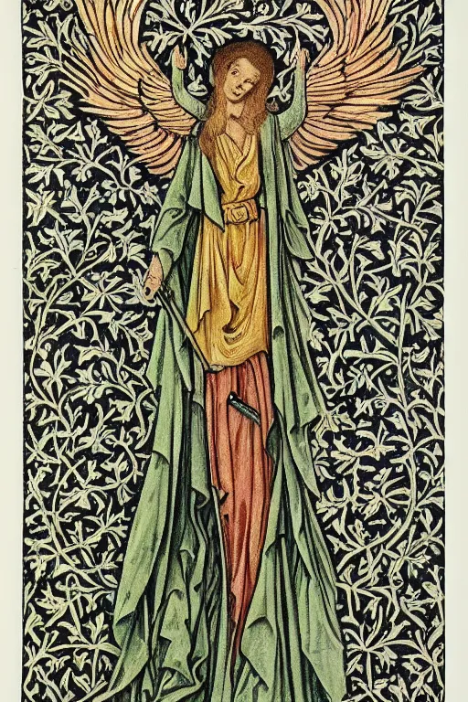 Image similar to Archangel Gabriel in the style of William Morris