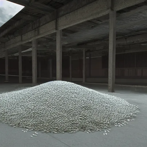 Image similar to Piles of rice scattered, unreal engine render