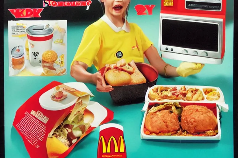 Prompt: mcdonald's television meal, y 2 k cybercore, advertisement photo