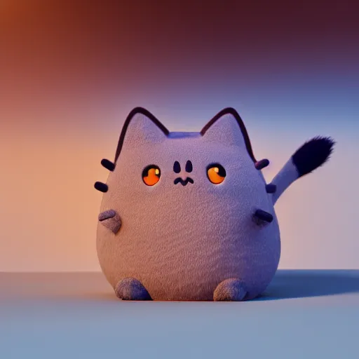 Image similar to Pusheen the cat as a pokemon cute, 3d render, octane render