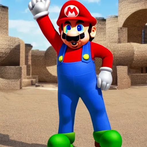 Image similar to antonio banderas wearing a super mario costume, extremely detailed, 8 k, photorealistic, cinematic atmosphere, award winning photography