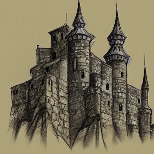 A Medieval Castle Sketch Detailed Artwork By Stable Diffusion