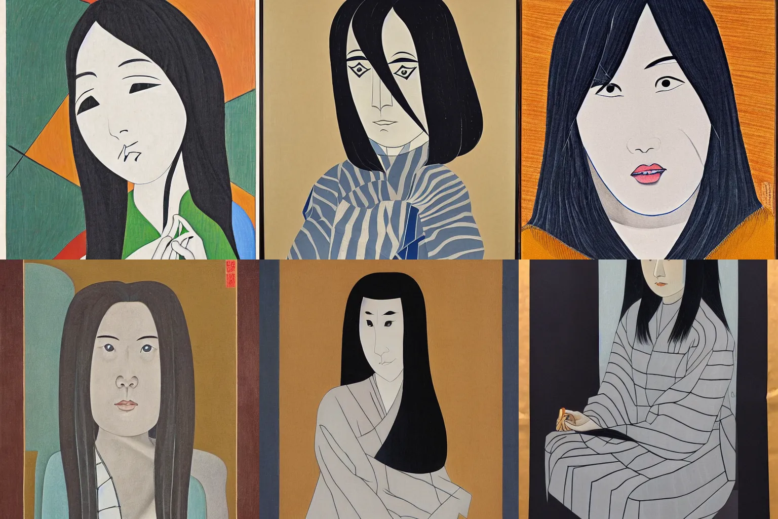 Prompt: portrait of sadako yamamura, highly detailed, cubism