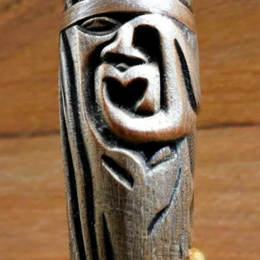 Prompt: beautiful hand carved norse pipe, long gandalf style,