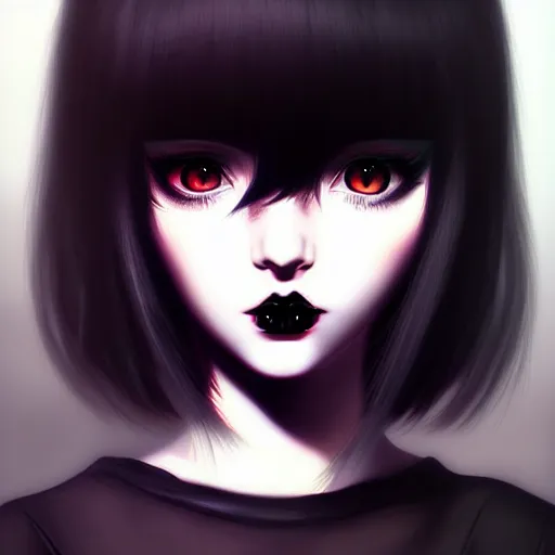 Image similar to portrait of beautiful goth girl art by kuvshinov ilya