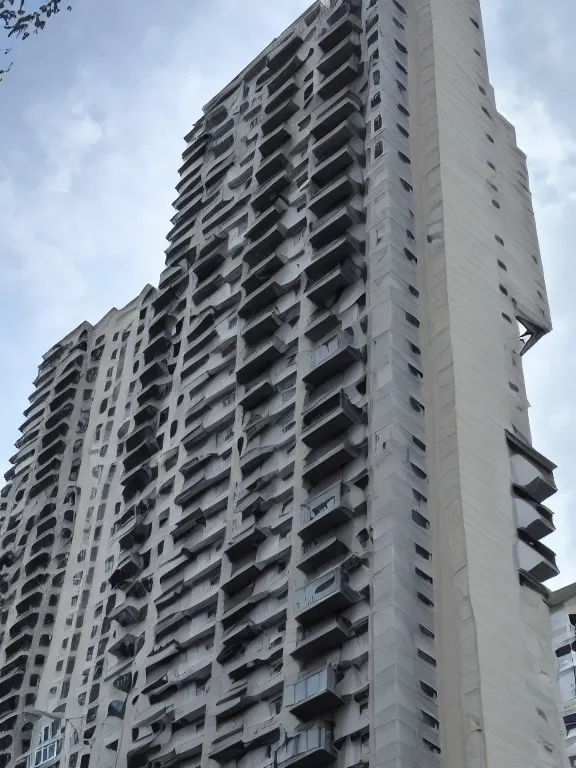 Prompt: apartment panel building photo, extreme wide shot