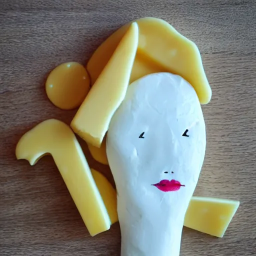 Image similar to woman made of cheese