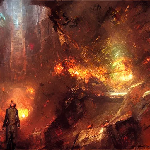 Image similar to a cinamatic shot of the underworld by craig mullins