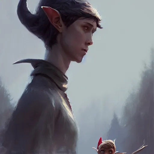 Prompt: doby The elf with his elf wife , artstation, Greg rutkowski, cinematic,