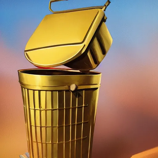 Prompt: oscar the grouch in a gold plated garbage can, behance hd by jesper ejsing, by rhads, makoto shinkai and lois van baarle, ilya kuvshinov, rossdraws global illumination