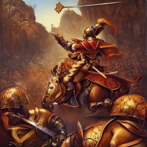 Image similar to knights fighting, oil painting by justin gerard, deviantart