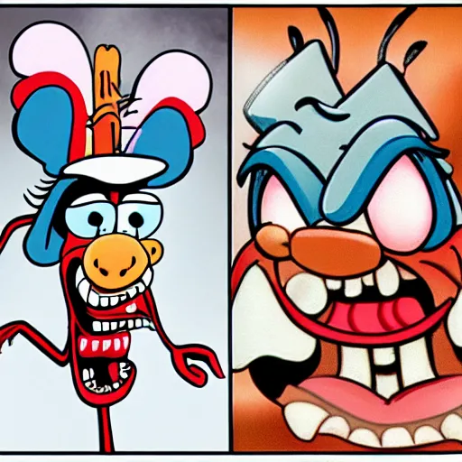 Image similar to freddy kreuger in the style of ren & stimpy