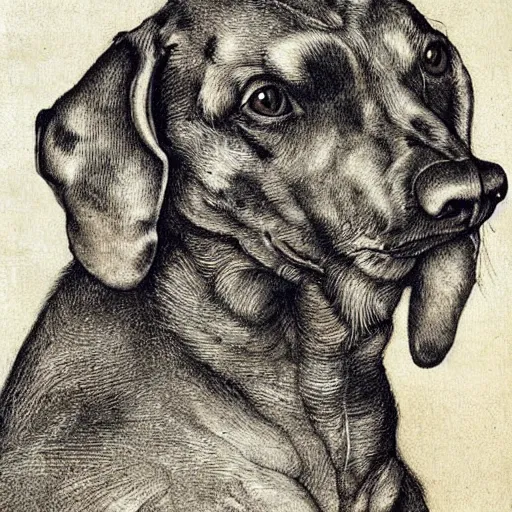 Image similar to a beautiful painting of a dog by albrecht durer