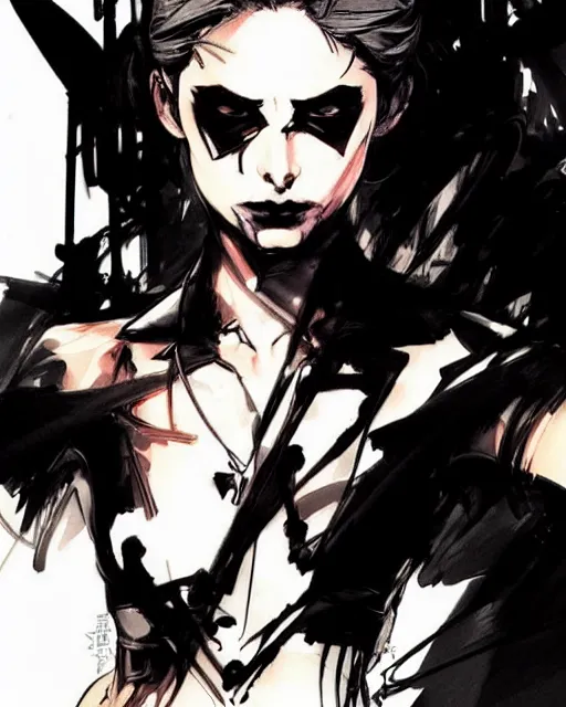 Prompt: style of yoji shinkawa, rafael albuquerque : : gorgeous willa holland : : evil witch : : symmetrical face, symmetrical eyes : : gorgeous black hair : : magic lighting, low spacial lighting : :