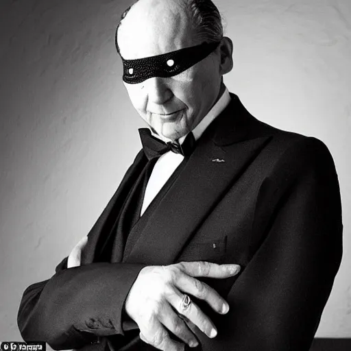 Image similar to The Baron Ombres Chateaux, a French real estate tycoon and international art collector who prefers to wear a cape and an eye patch, portrait