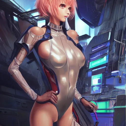 Image similar to a leggy portrait photo of a cybernetic oversize anime girl, cyberpunk concept art, digital art, highly detailed, intricate, sci-fi, sharp focus, Trending on Artstation HQ, deviantart, unreal engine 5, 4K UHD image, hyperrealistic, photorealistic, art by artgerm and greg rutkowski and alphonse mucha