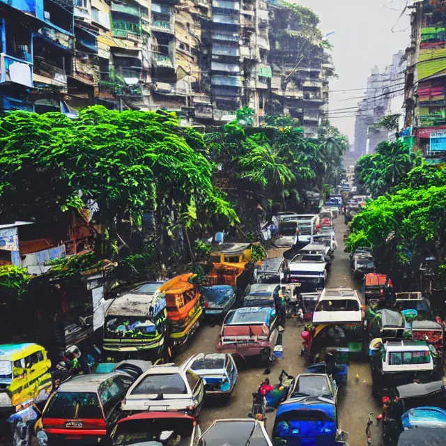 Image similar to streets of mumbai, future, mossy buildings, high fidelity, uncompressed png