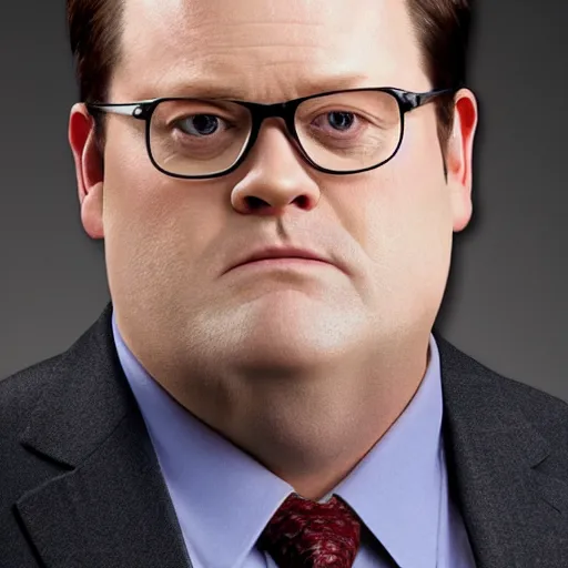 Image similar to dwight schrute pretending to be brian baumgartner