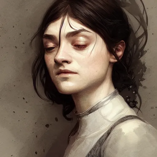 Image similar to Portrait of sleeping arya stark, elegant, digital painting, highly detailed, fantasy, artstation, concept art, smooth, sharp focus, illustration, art by artgerm and greg rutkowski and alphonse mucha