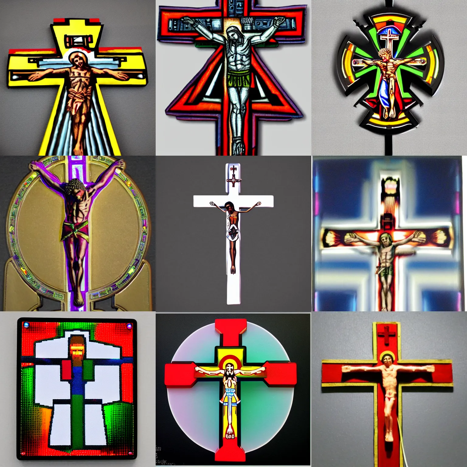 Prompt: rgb gamer crucifix with pope