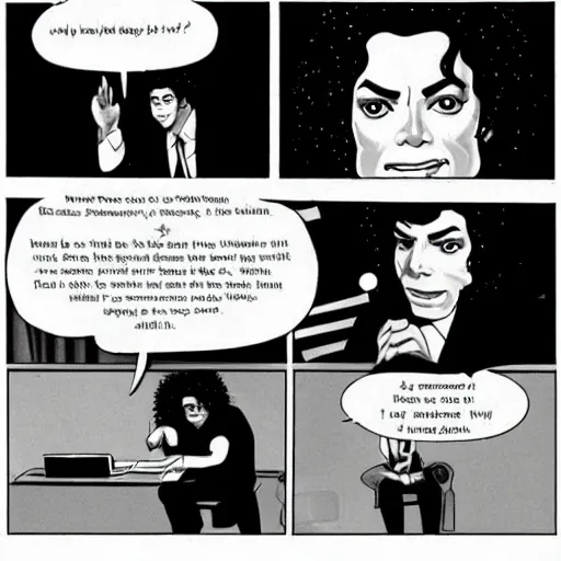 Image similar to michael jackson learn javascript, vintage comic