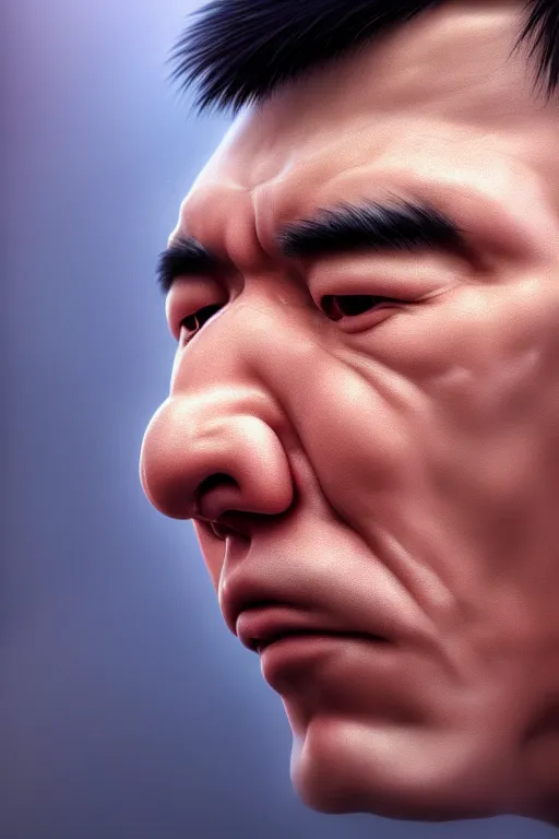 Prompt: hyperrealistic close-up very expressive biomechanic chinese man highly detailed concept art eric zener elson peter cinematic blue lighting high angle hd 8k sharp shallow depth of field