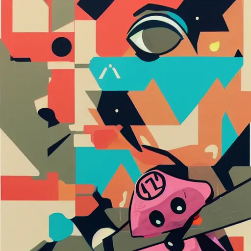 Image similar to Nintendo x Bape Painting by Sachin Teng, asymmetrical, Organic Painting , Matte Painting, geometric shapes, hard edges, graffiti, street art,:2 by Sachin Teng:4