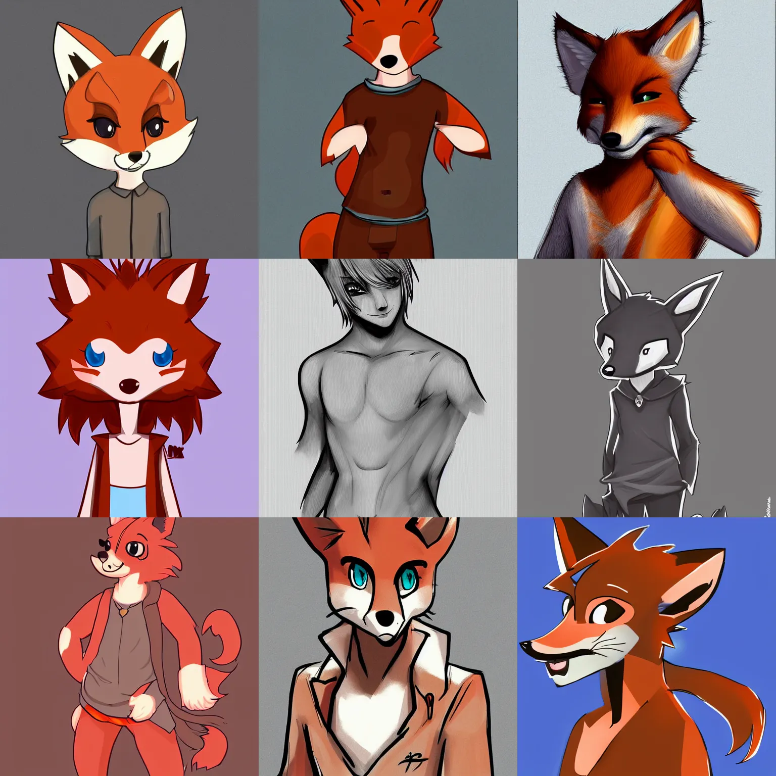 Prompt: digital art of a cute cartoon male anthro anthro anthro fox character with styled hair, highly detailed, trending on FurAffinity