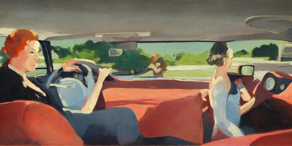 Image similar to wife in car, us suburbs ben aronson 1950