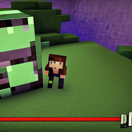 Image similar to youtuber technoblade with a crrown against youtuber dream in minecraft