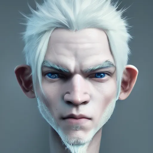 Image similar to studio portrait of albino snow elf archer, handsome, elegant, ultrafine hyperrealistic detailed face illustration by kim jung gi, irakli nadar, intricate linework, sharp focus, bright colors, matte, octopath traveler, final fantasy, unreal engine highly rendered, global illumination, radiant light, intricate environment