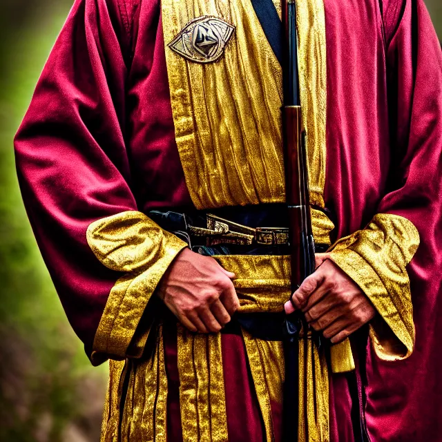 Image similar to photo of a ranger with ornate robes, 8 k, hdr, smooth, sharp focus, high resolution, award - winning photo