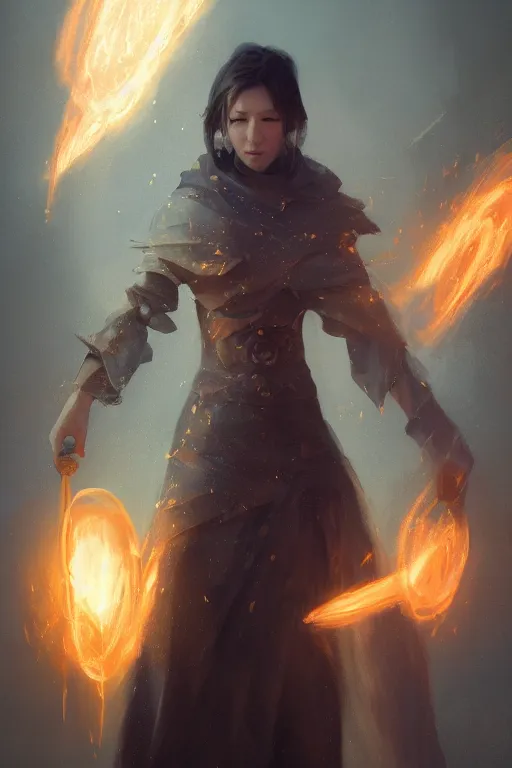 Image similar to a portrait of a beautiful light mage using magic by Greg Rutkowski, Sung Choi, Mitchell Mohrhauser, Maciej Kuciara, Johnson Ting, Maxim Verehin, Peter Konig, final fantasy , mythical, 8k photorealistic, cinematic lighting, HD, high details, atmospheric,