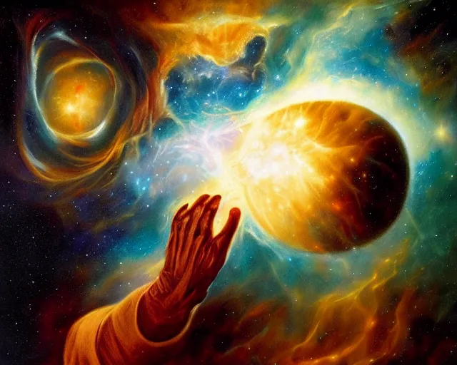 Prompt: cosmic basketball nebula, an oil painting, by ( leonardo da vinci ) and greg rutkowski and rafal olbinski ross tran airbrush time magazine