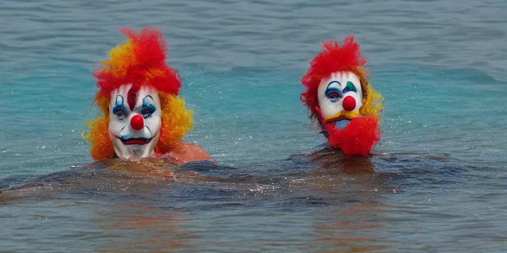 Image similar to clown swimming in the beach