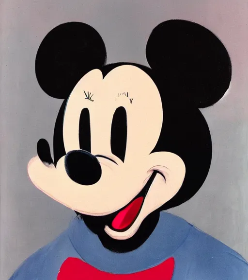 Prompt: sad mickey mouse portrait painted by francis bacon s - w 5 7 6