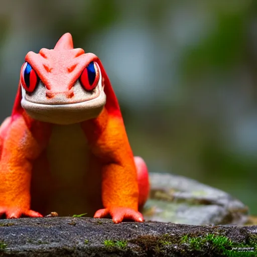 Image similar to national geographic photo of charmeleon, pokemon in the wild, intricate, portrait, 8 k highly professionally detailed, hdr, award winning