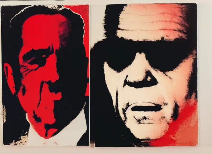 Prompt: Morena Baccarin and Richard Nixon doing Heroin by Andy Warhol, oil on Canvas, fine details, 4K Studio photo