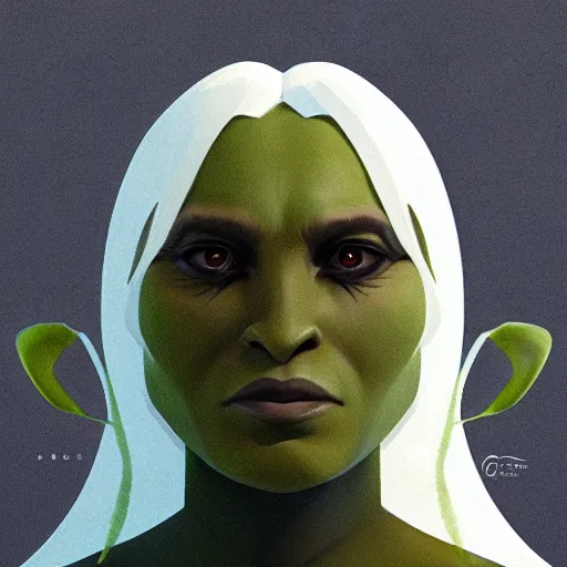 Image similar to character portrait of a green orc female, light green tone beautiful face by hsiao - ron cheng