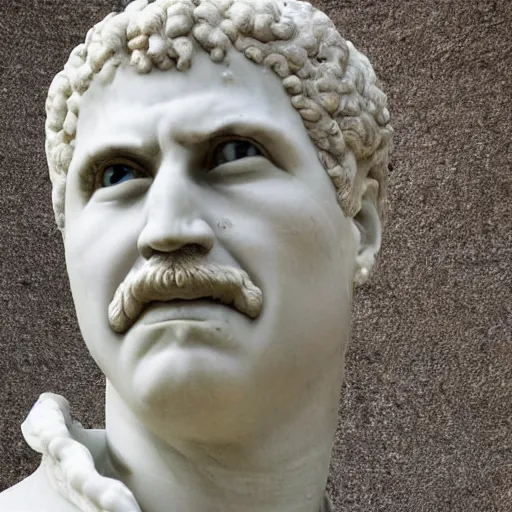 Prompt: a cracked roman marble statue of nicolas maduro, highly detailed photography